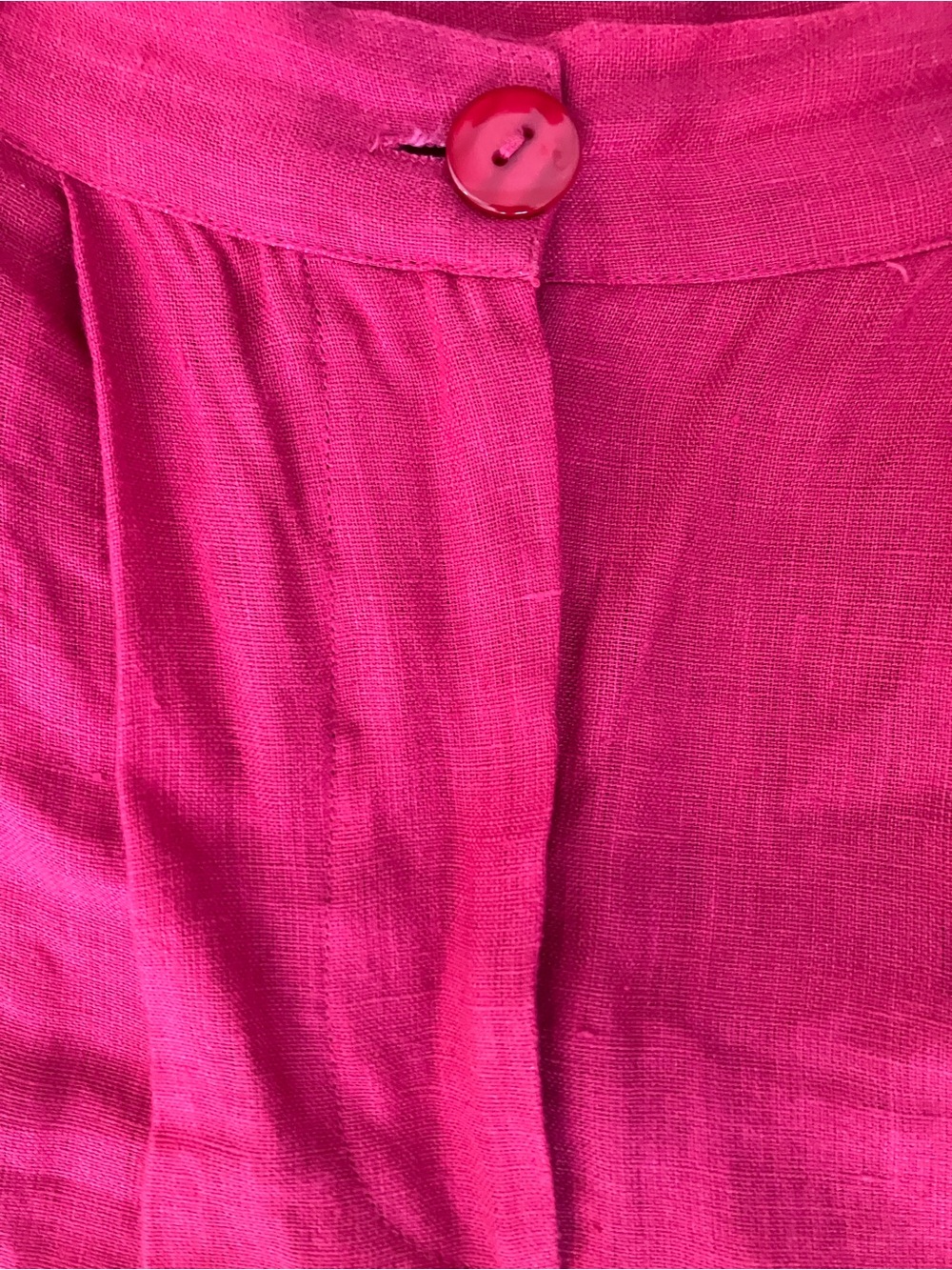 Mes Demoiselles Raspberry-Pink Button Front Linen Pants - Picture 8 of 9